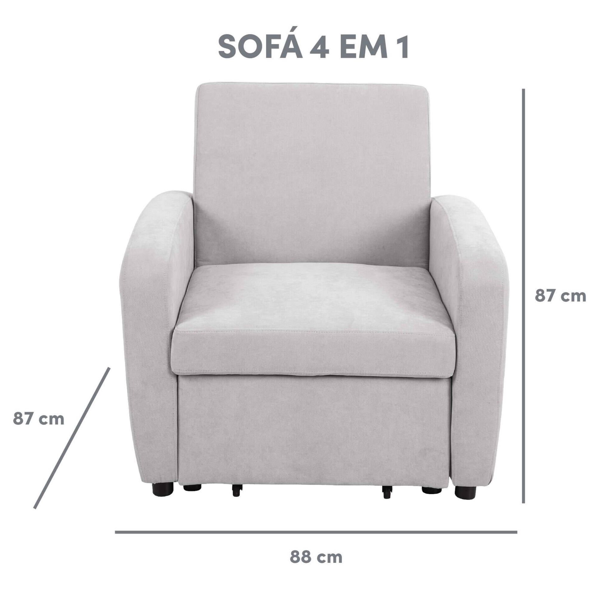 Poltrona Cama 4 em 1 Cinza Kasa