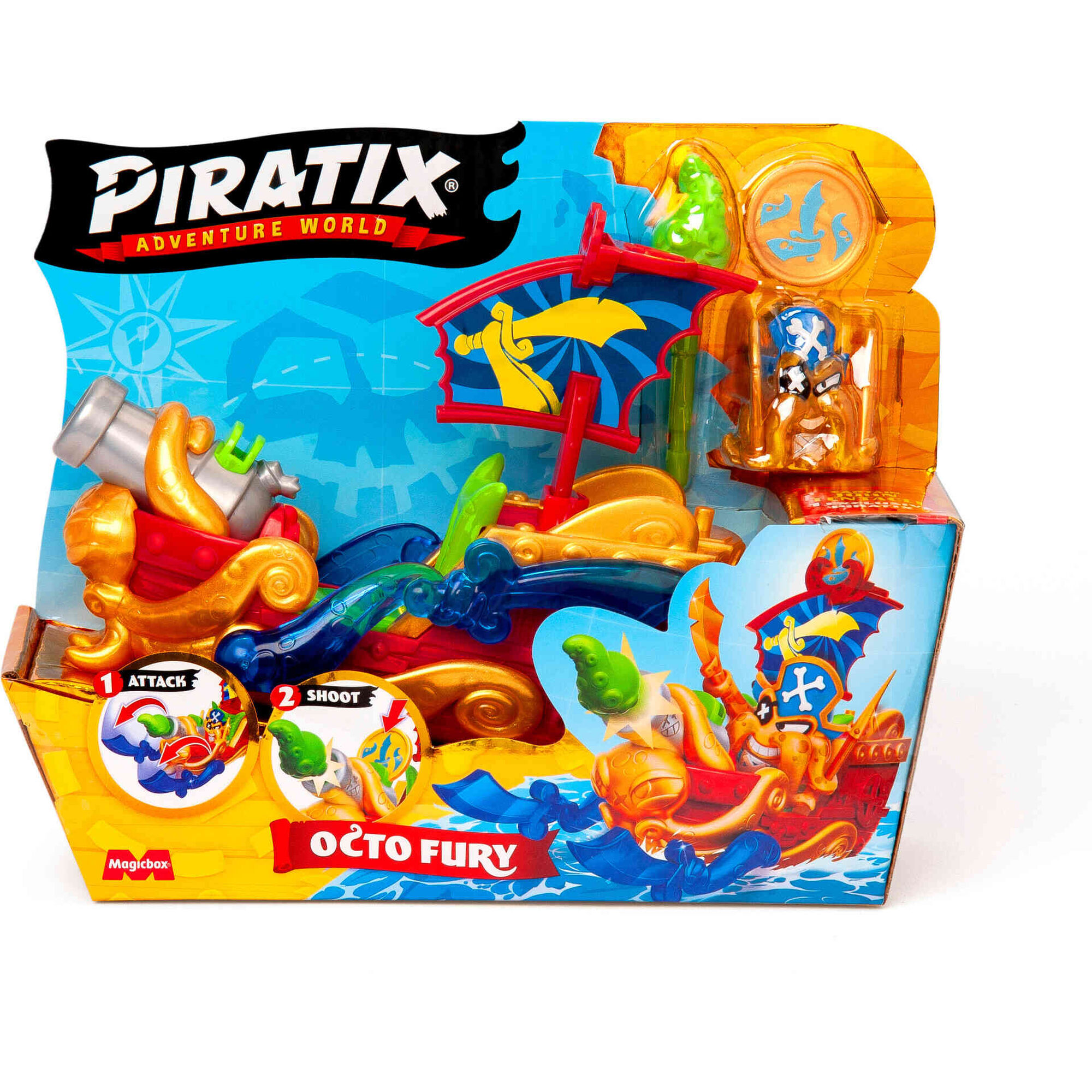 Piratix - Figura Octo Fury com Navio Pirata