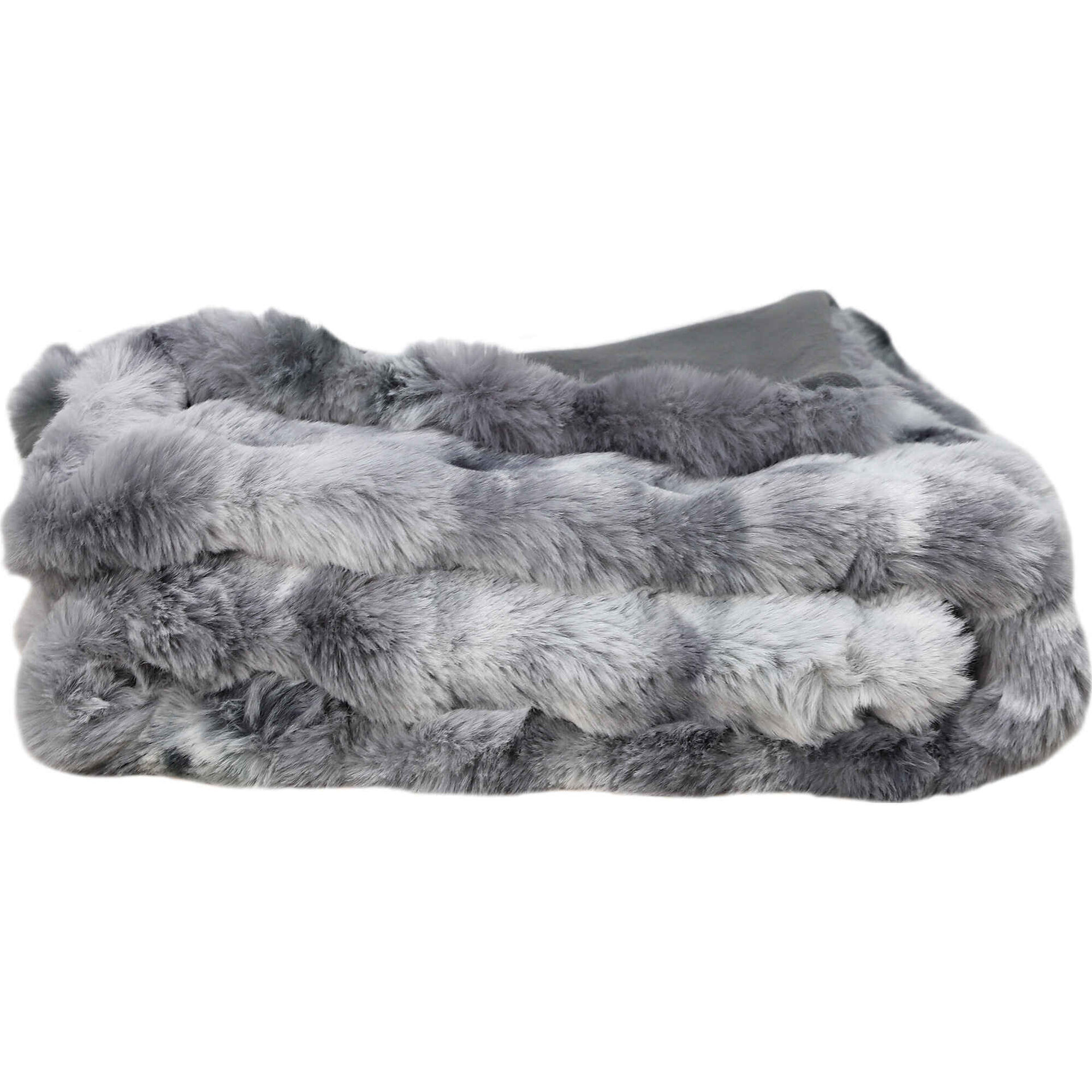 Manta Flanela Efeito Pelo 130x160cm Cinza