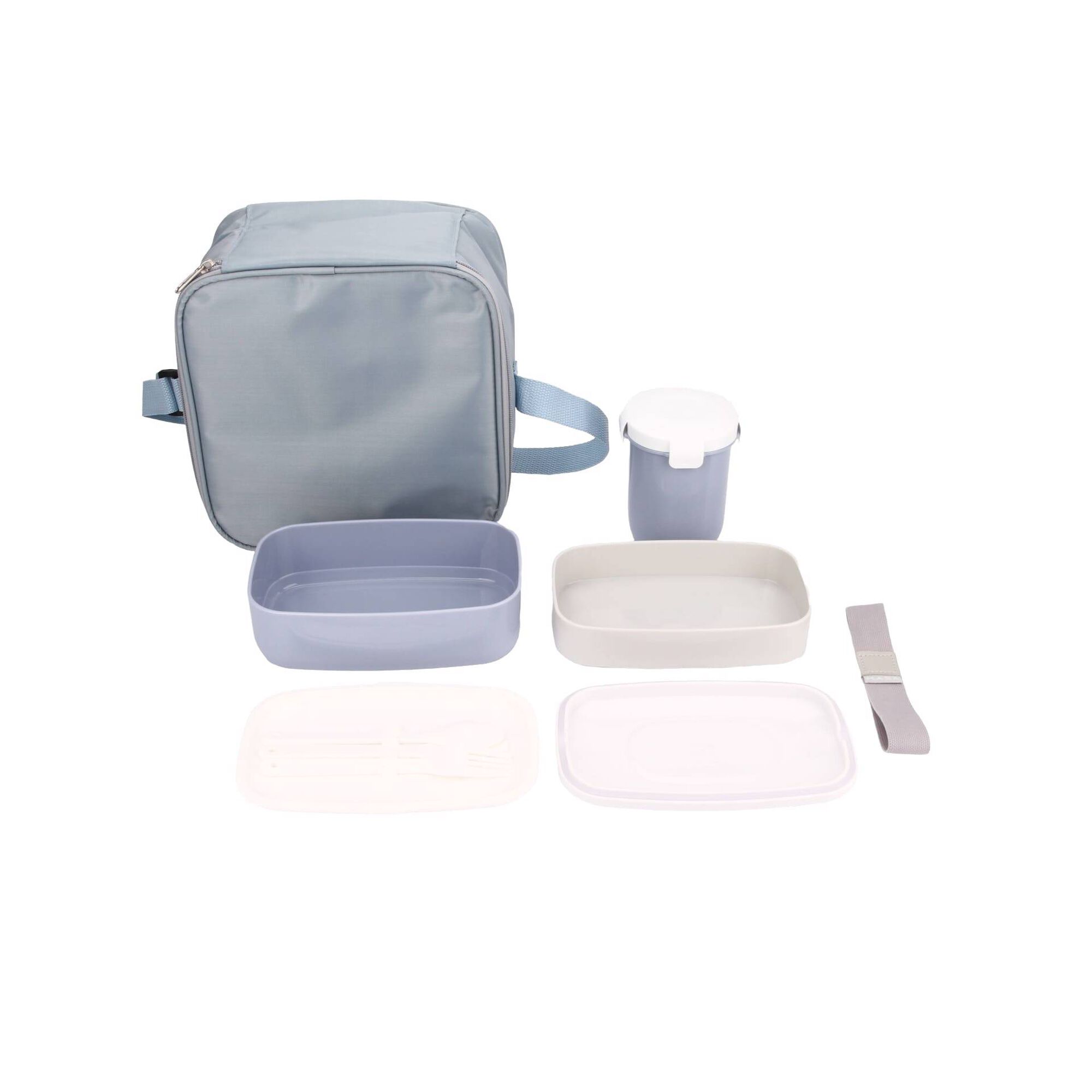 Conjunto Saco T&eacute;rmico Tiracolo e 3 Caixas Azul 4 My Lunch Kasa