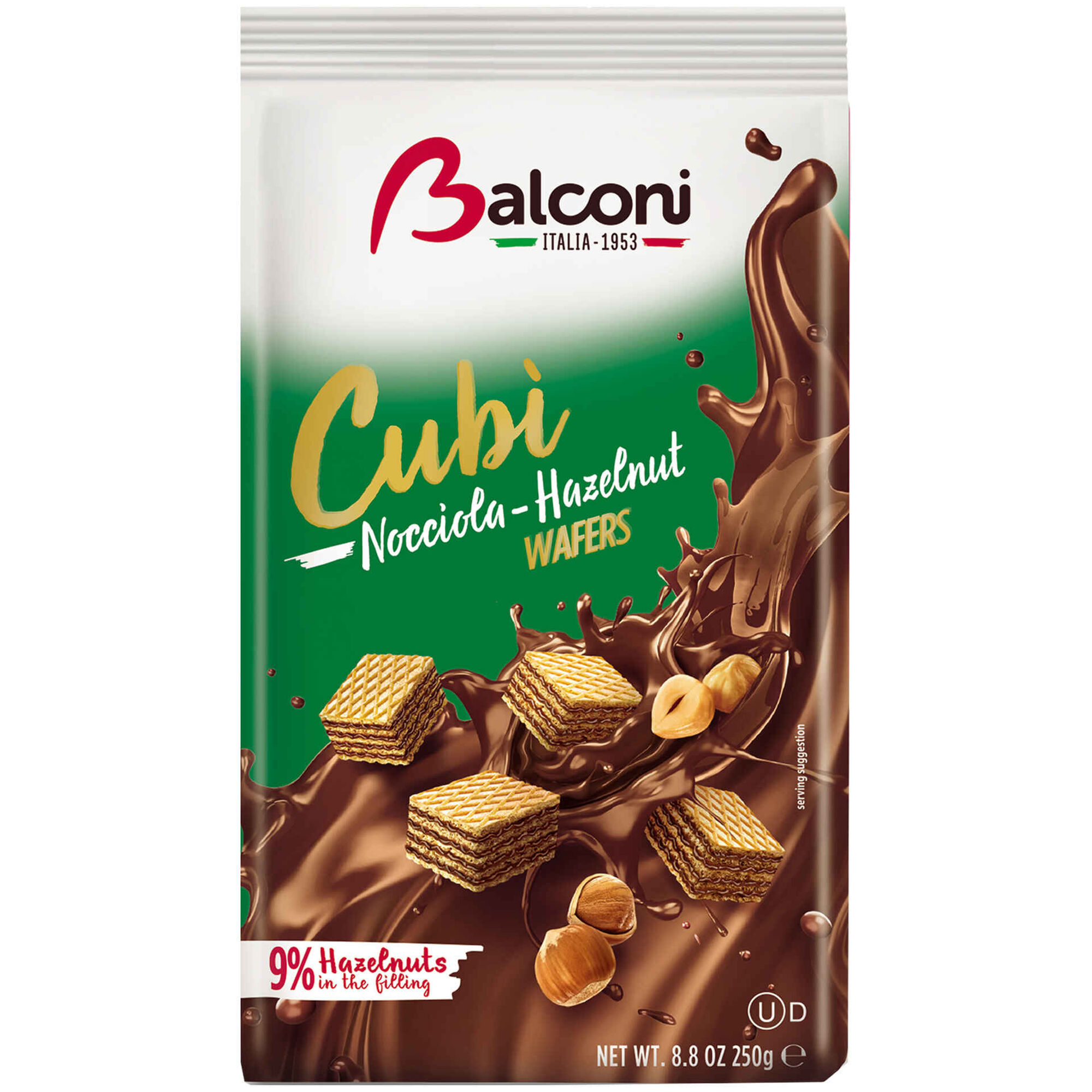 Bolachas Wafers com Recheio Avelã Cubos