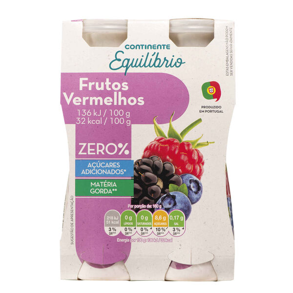 Iogurte Líquido Magro Frutos Vermelhos Continente Equilíbrio