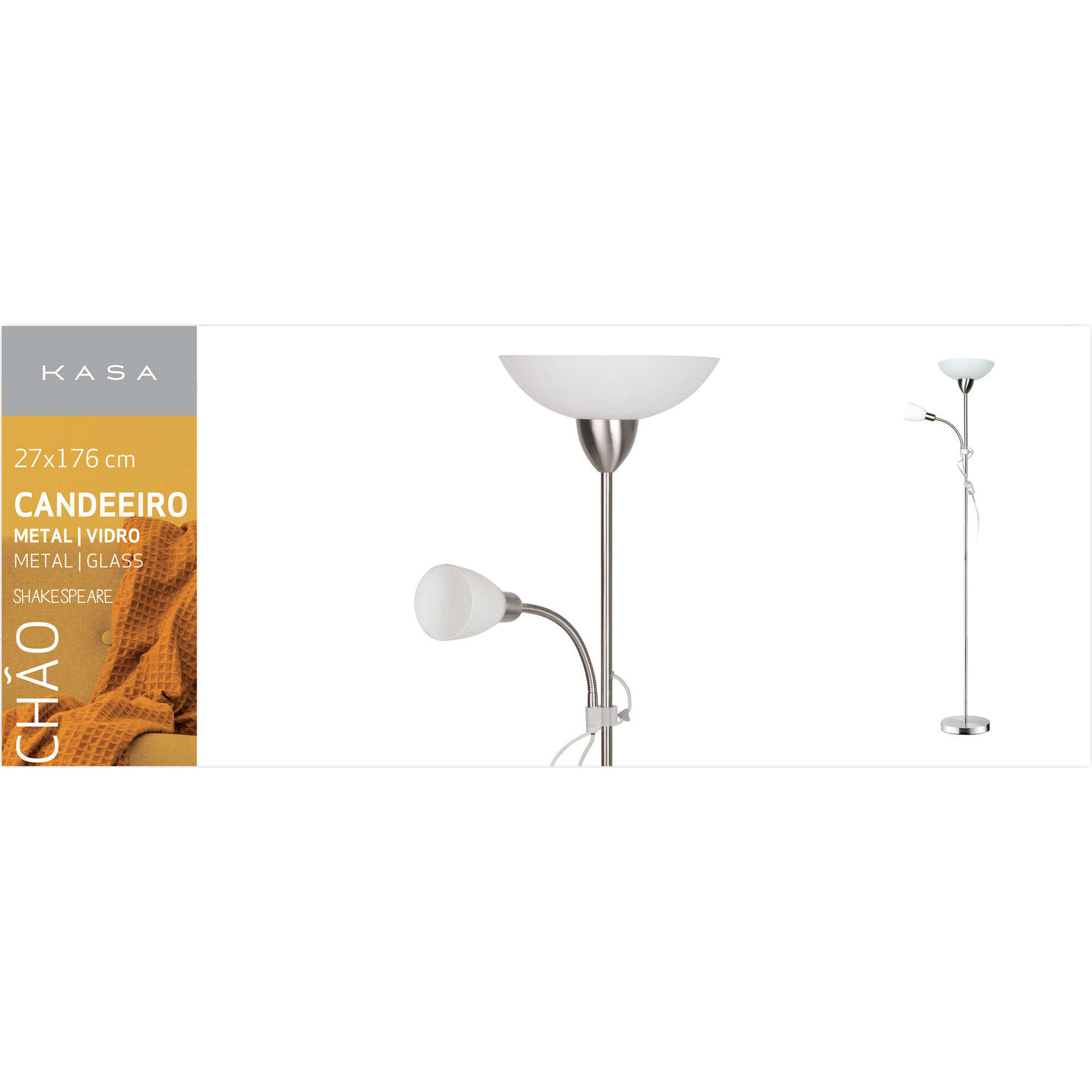 Candeeiro de Chão Prateado Shakespeare