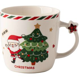 Caneca com Estrela 360ml Pai Natal e Árvore