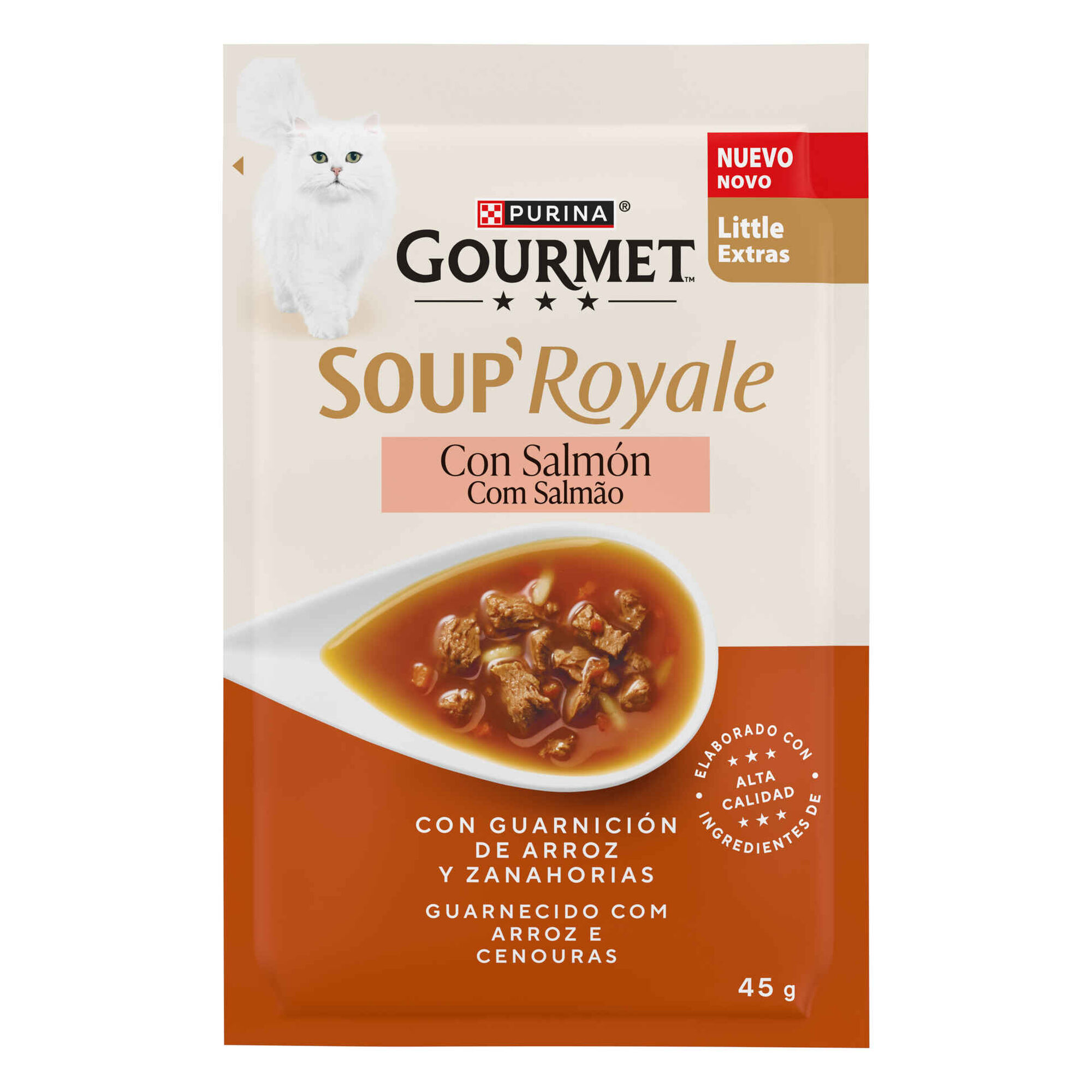 Snack L&iacute;quido para Gato Adulto Soup Royale Salm&atilde;o Purina Gourmet