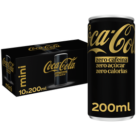 Refrigerante com G&aacute;s em Lata Mini Cola Zero A&ccedil;&uacute;car Zero Cafe&iacute;na Coca-Cola