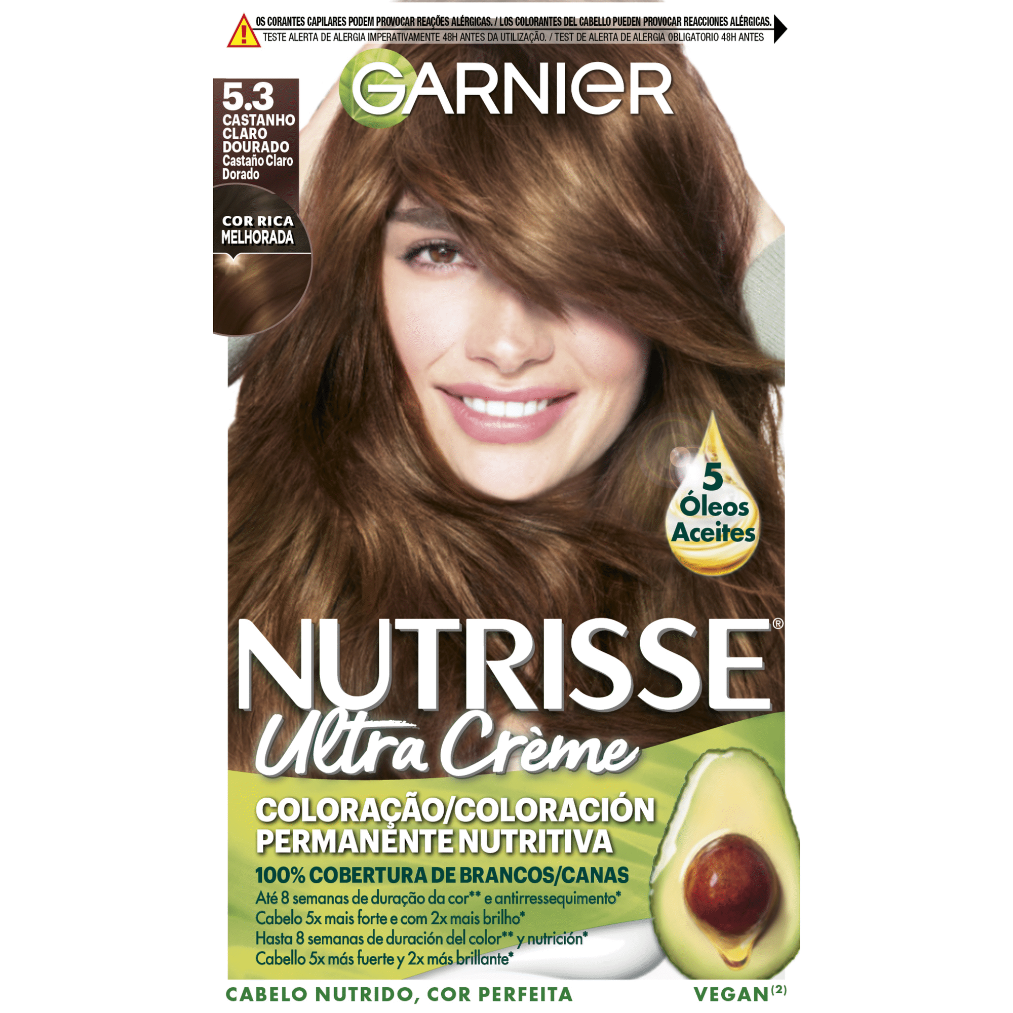 Colora&ccedil;&atilde;o Permanente Castanho Claro Dourado 5.3 Garnier Nutrisse