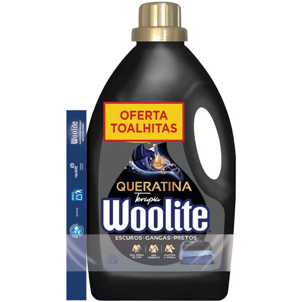 Detergente Máquina Roupa Líquido Escuros + Oferta Toalhitas Woolite