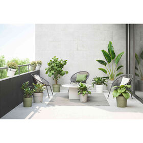 Vaso Redondo Plástico 25cm Cinza Escuro