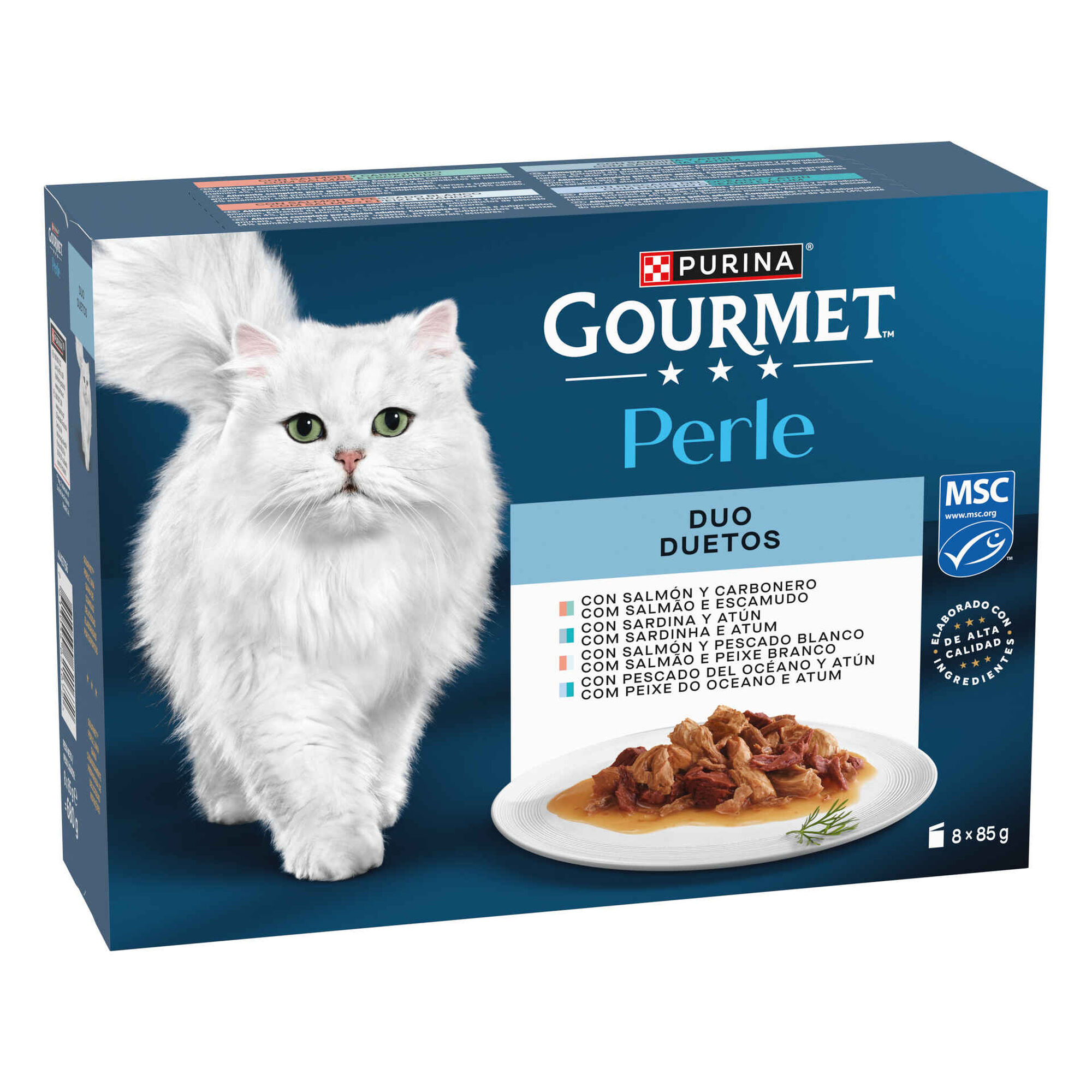 Comida H&uacute;mida para Gato Adulto Finos Peda&ccedil;os em Molho Saquetas Purina Gourmet Perle