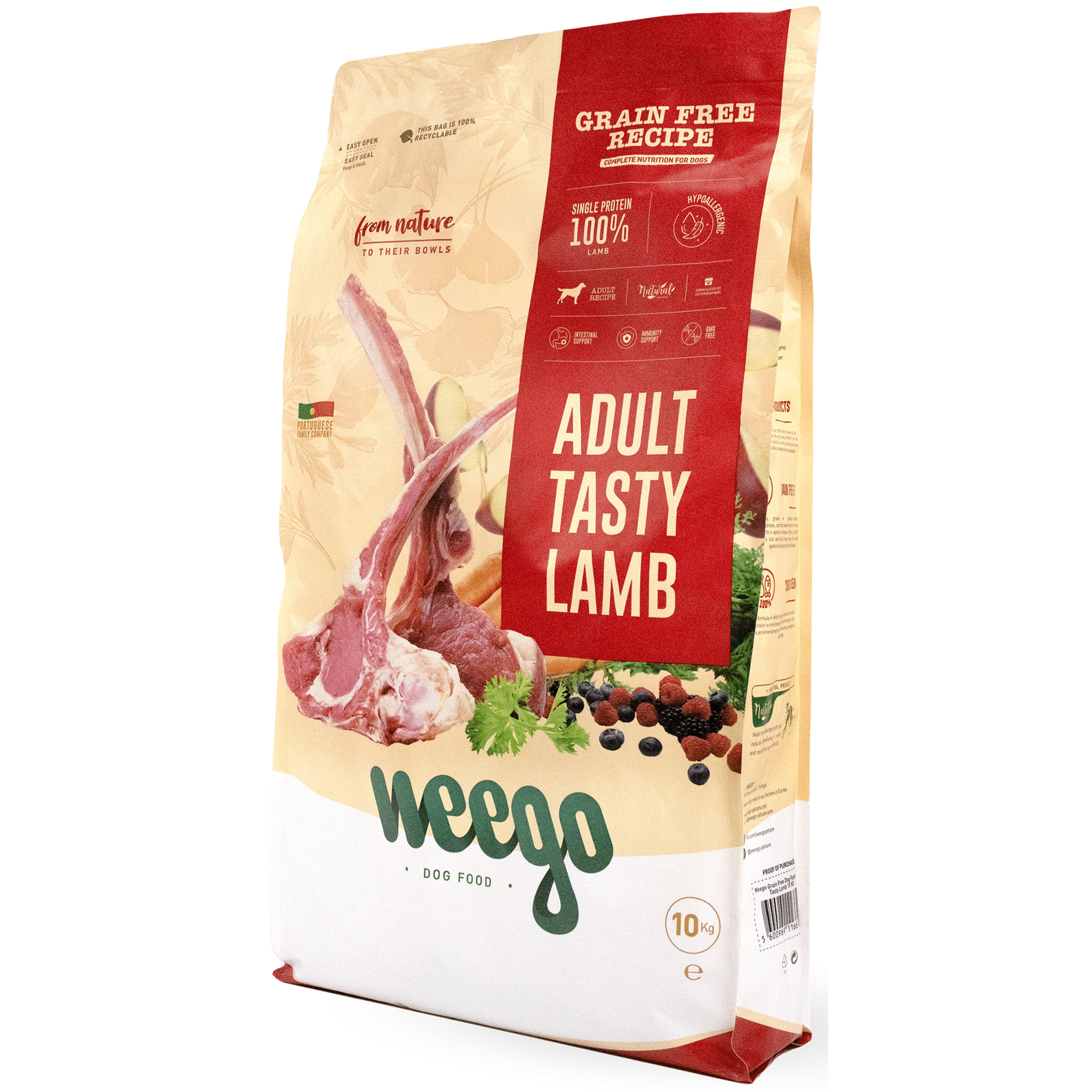Ra&ccedil;&atilde;o para C&atilde;o Adulto Borrego Grain Free Weego