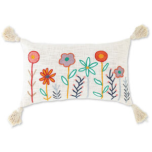 Almofada 30x50cm Flores Altas Bordadas Kasa