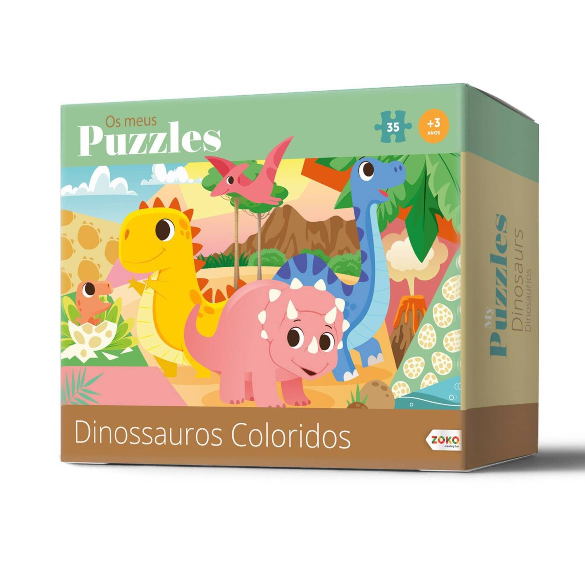 Puzzle Dinossauros Coloridos 35 Peças