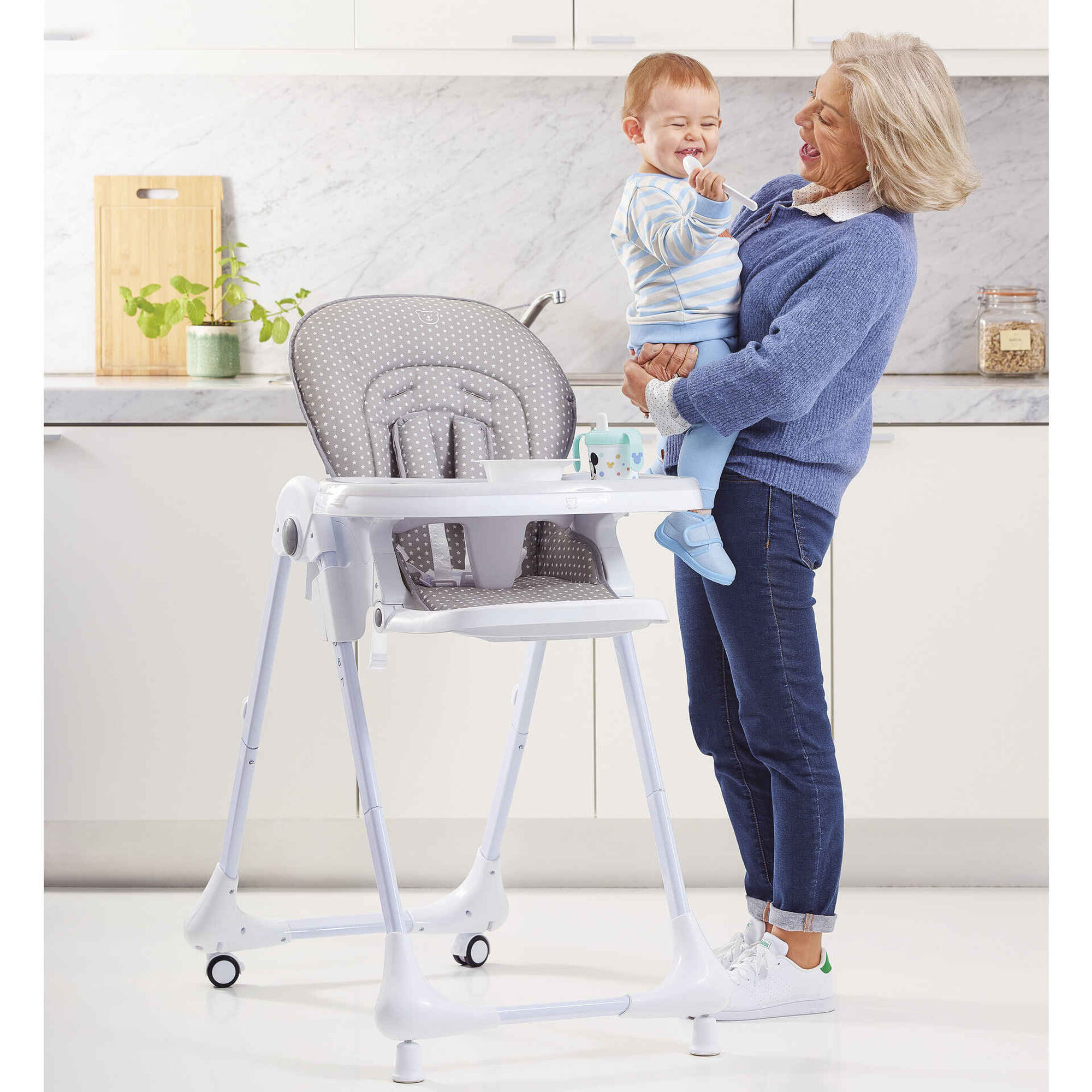 Cadeira de Refeição Cinza Ursinho