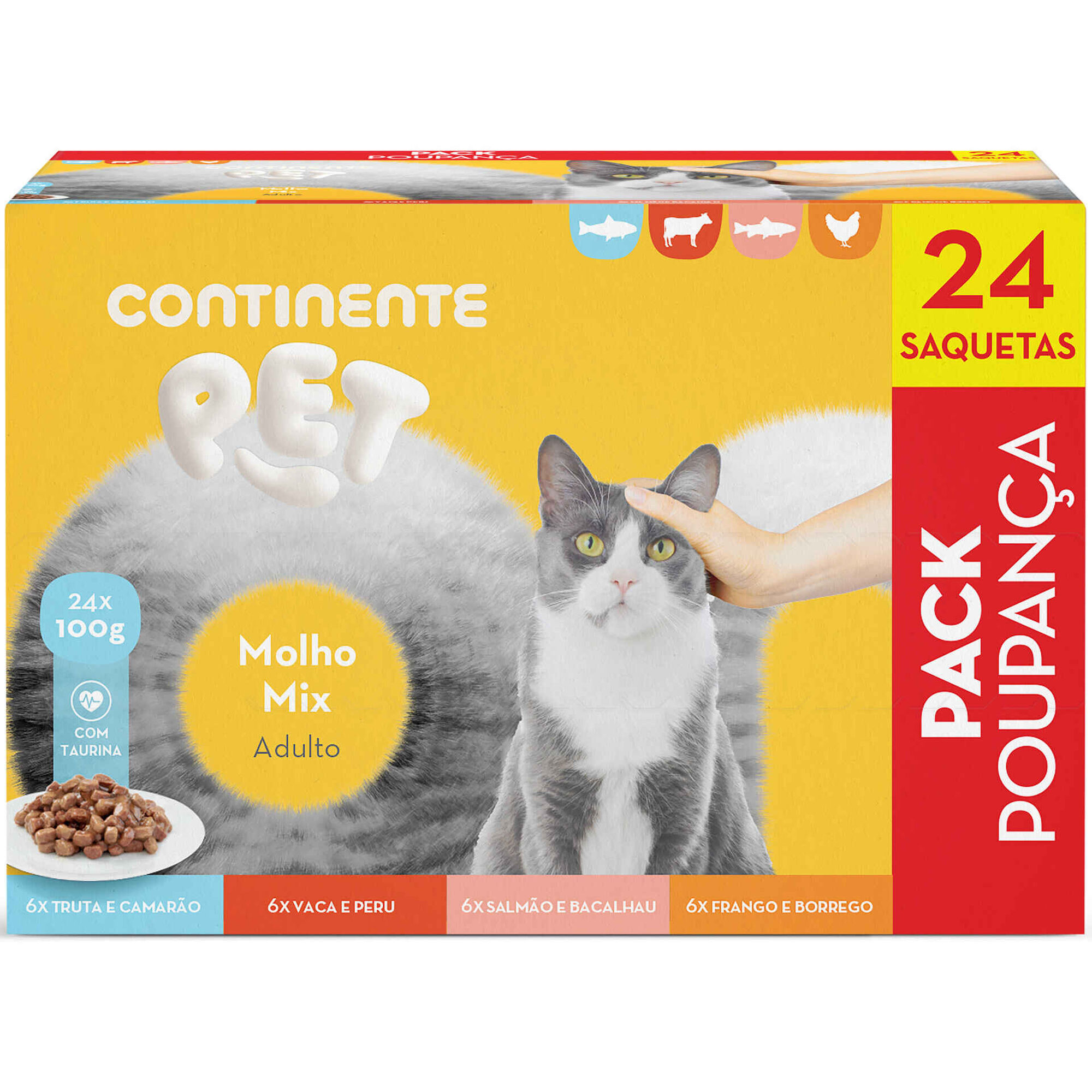Comida H&uacute;mida para Gato Adulto Molho Mix Saquetas Continente Pet
