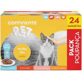 Comida H&uacute;mida para Gato Adulto Molho Mix Saquetas Continente Pet