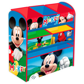 Organizador Madeira com 6 Cestos de Arruma&ccedil;&atilde;o 62x30x60cm Azul e Verde Mickey