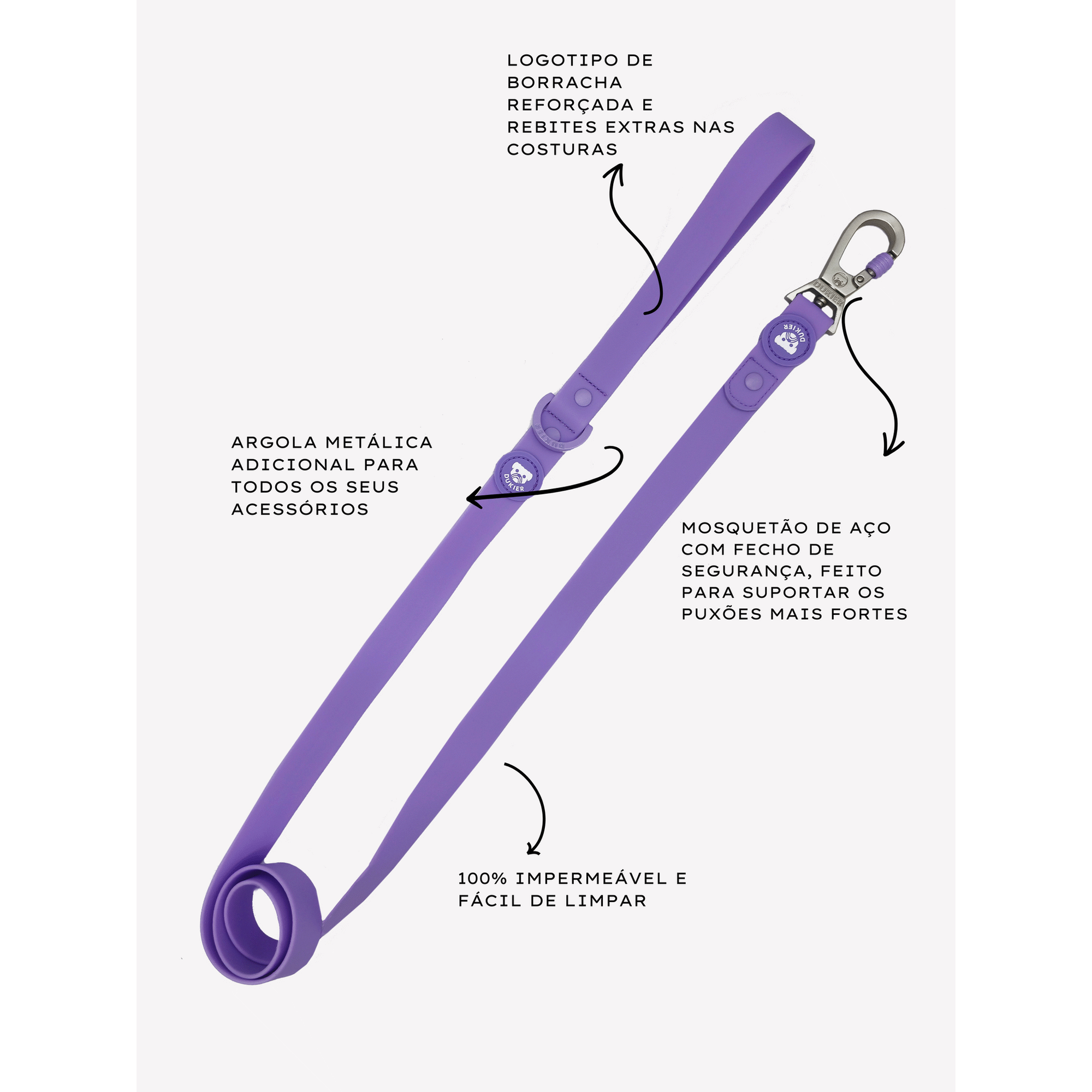 Trela para C&atilde;o Waterproof Purple L Dukier
