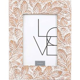 Moldura 10x15cm Branca Dourada Folhas Kasa