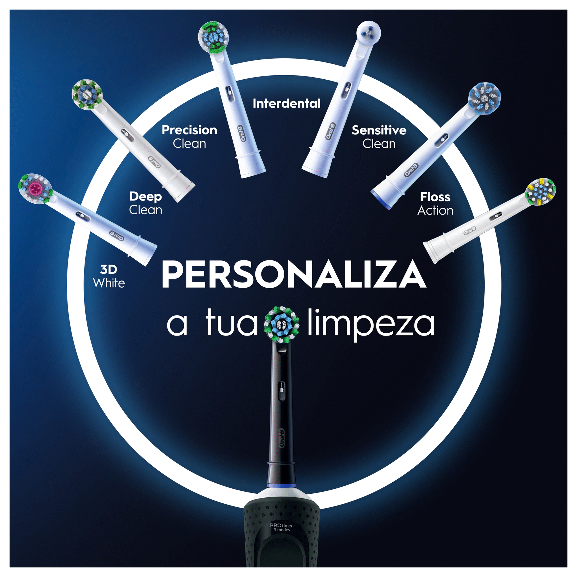 Escova de Dentes Elétrica Vitality Pro Preta