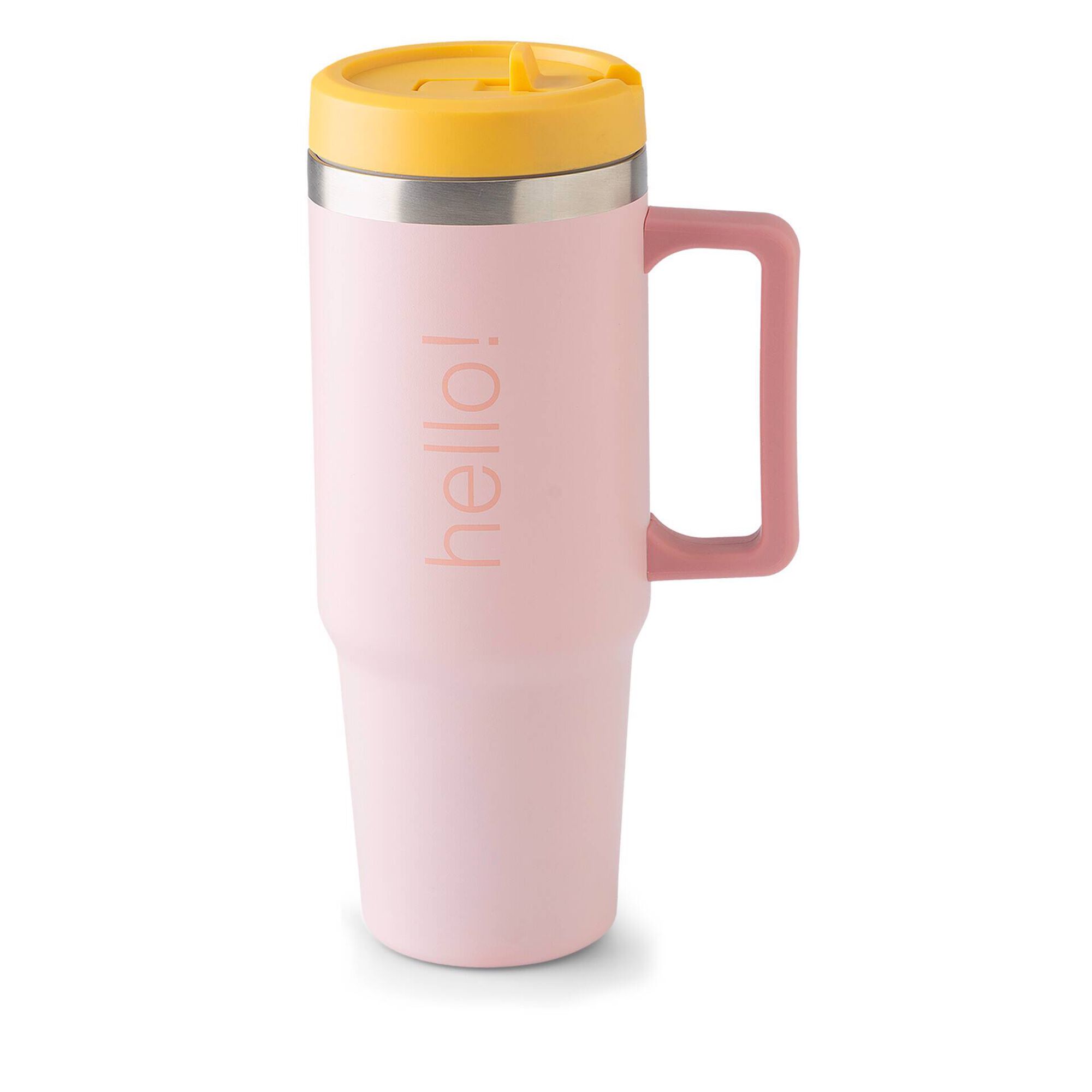 Caneca Térmica 900ml Hello Rosa e Amarelo
