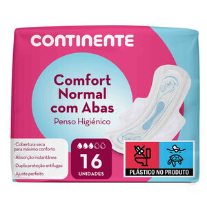 Pensos Higiénicos Comfort Normal com Abas Continente