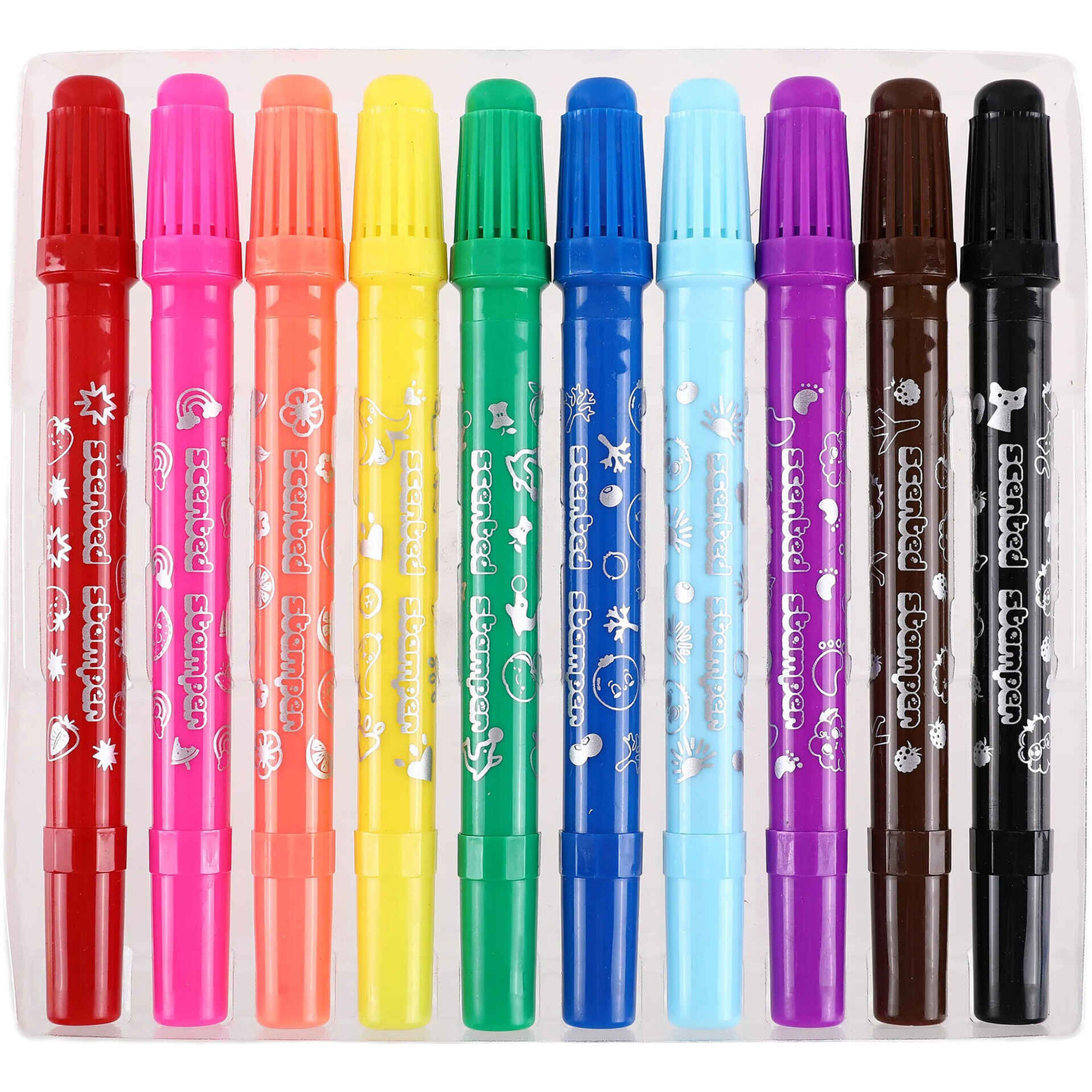 Marcadores de Colorir Ponta Dupla com Cheiro e Carimbo