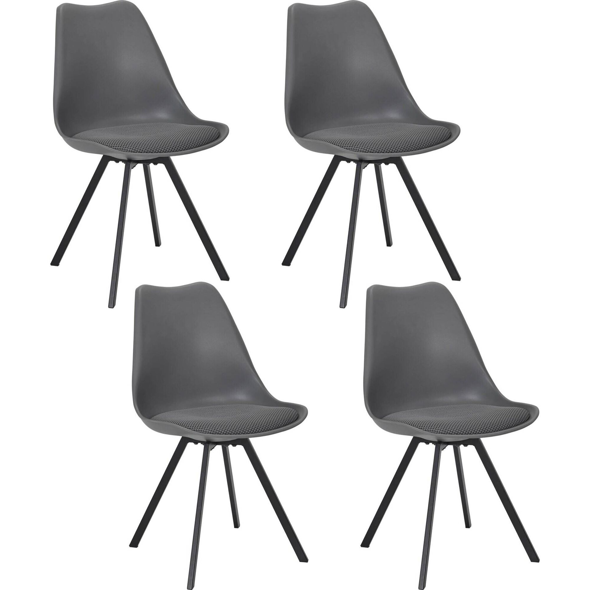 Conjunto de 4 Cadeiras Cinza Atom
