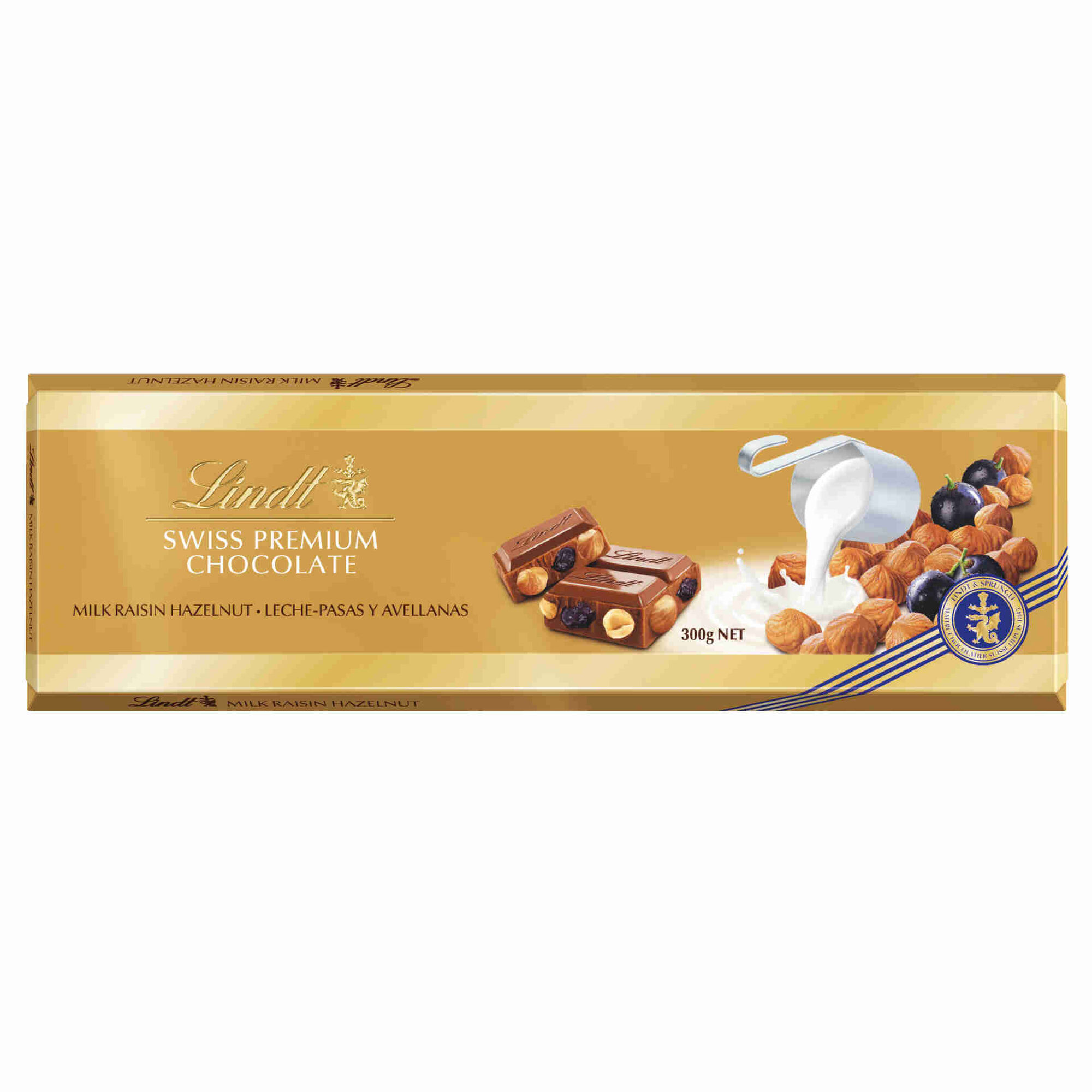 Tablete de Chocolate Gold com Avel&atilde;s e Passas Lindt