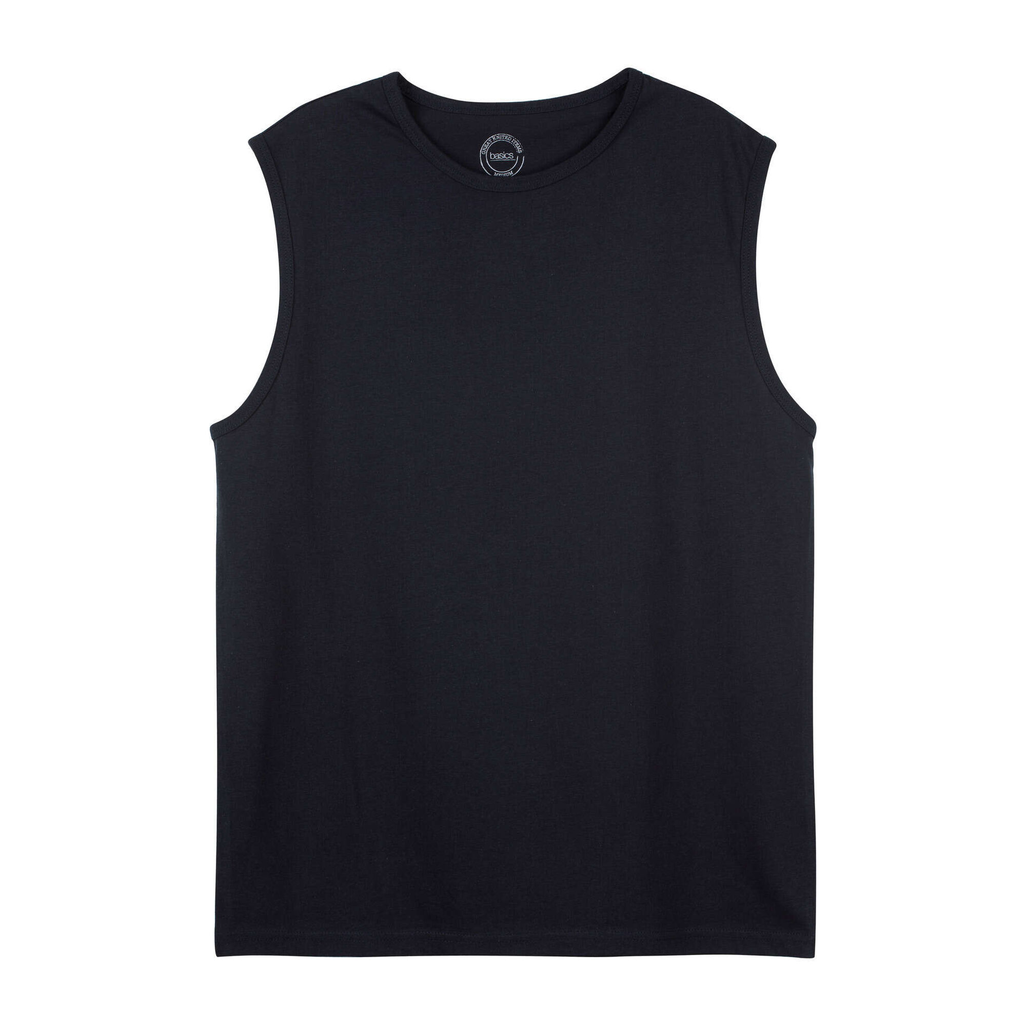 T-shirt Sem Mangas Algodão Azul Escuro Homem T-shirt Sem Mangas Algodão Azul Escuro Homem
