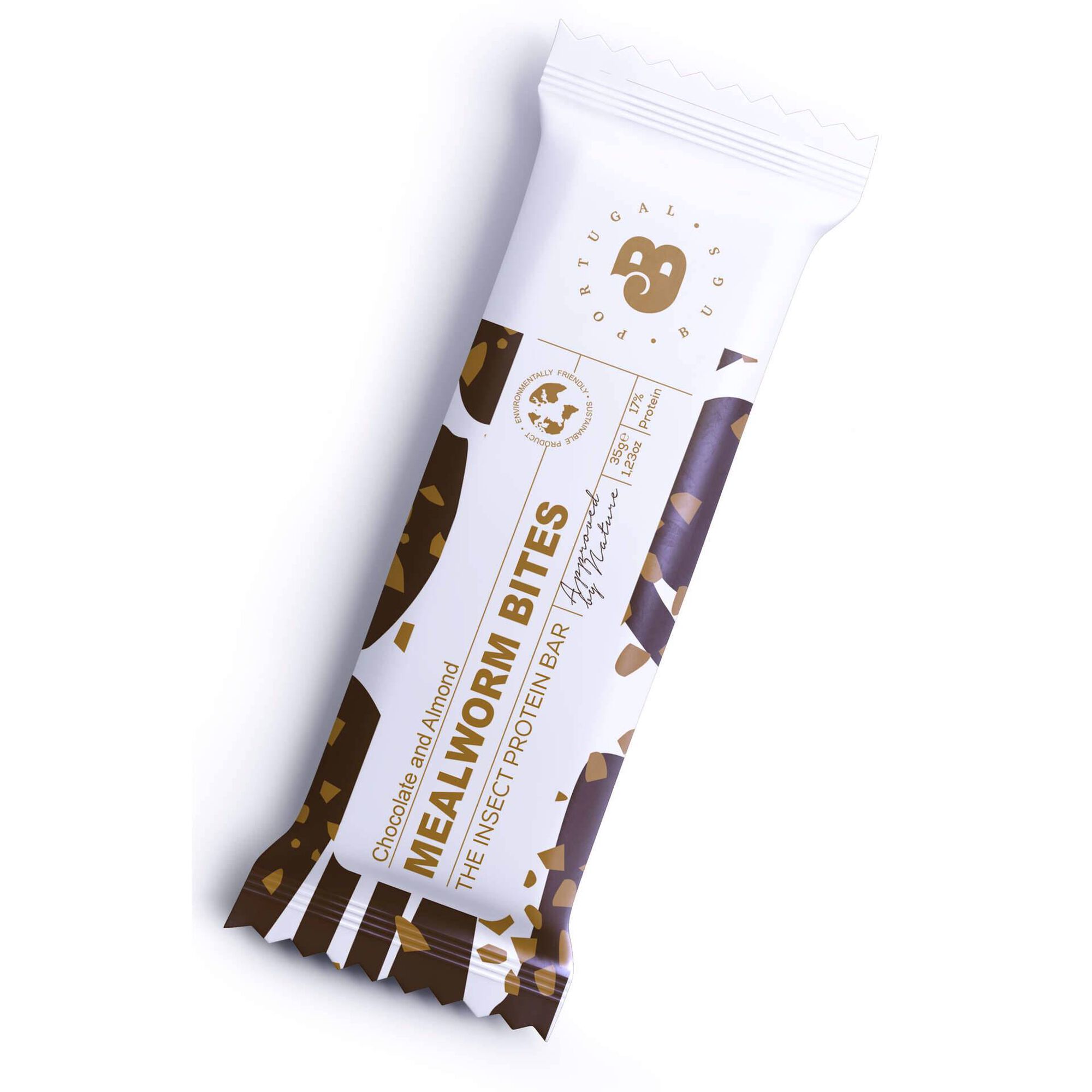 Barra Proteica Tenebrio, Chocolate e Amêndoa Mealworm Bites Barra Proteica Tenebrio, Chocolate e Amêndoa Mealworm Bites