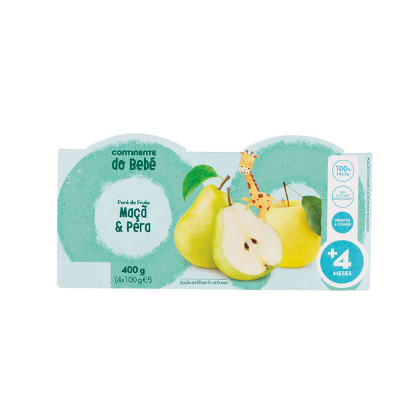 Puré de Fruta Maçã e Pera +4M Continente do Bebé
