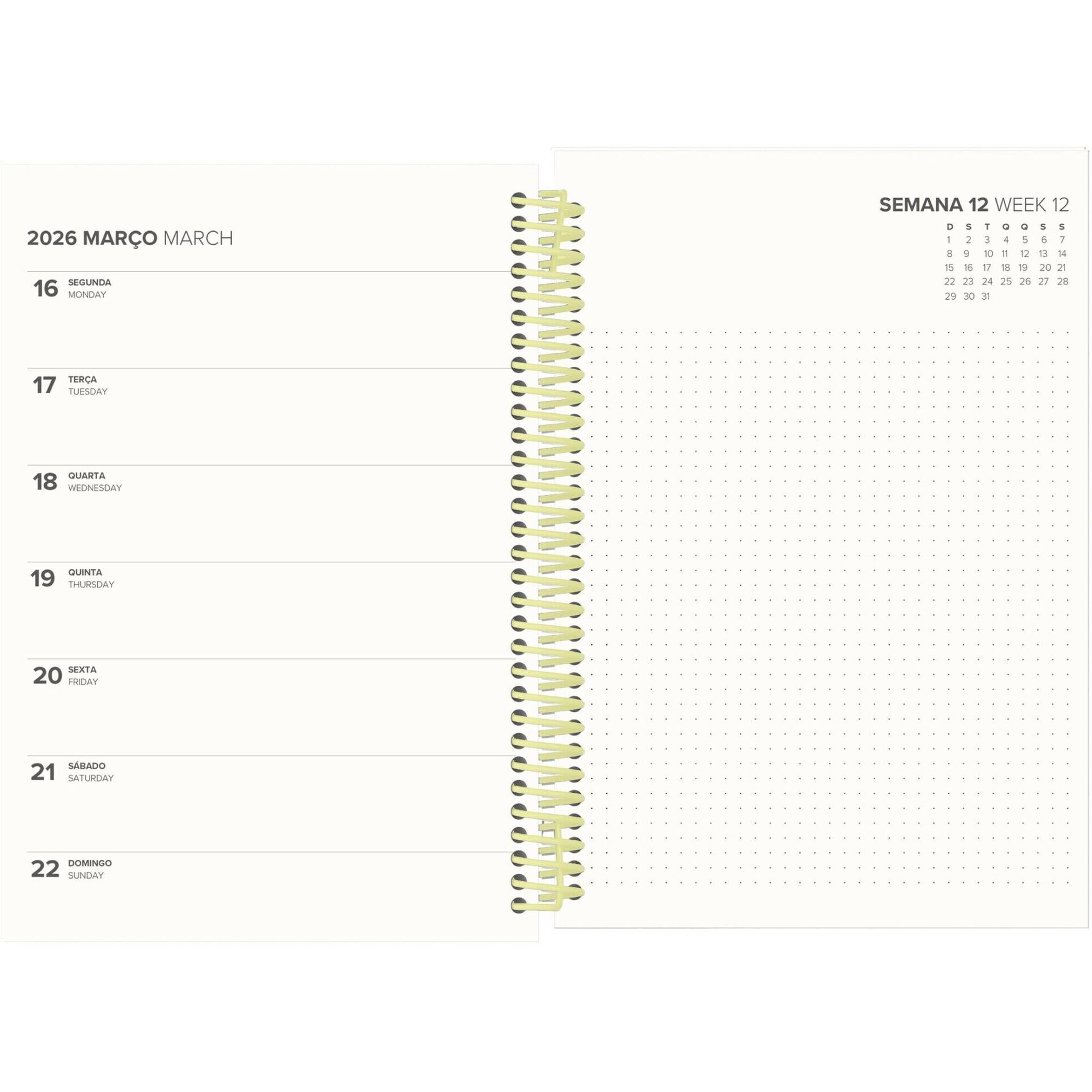 Agenda A5 2026 Espiral 12 Meses (várias cores)