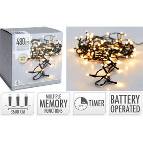 Conjunto 480 Luzes Led Branco Quente 8 Fun&ccedil;&otilde;es