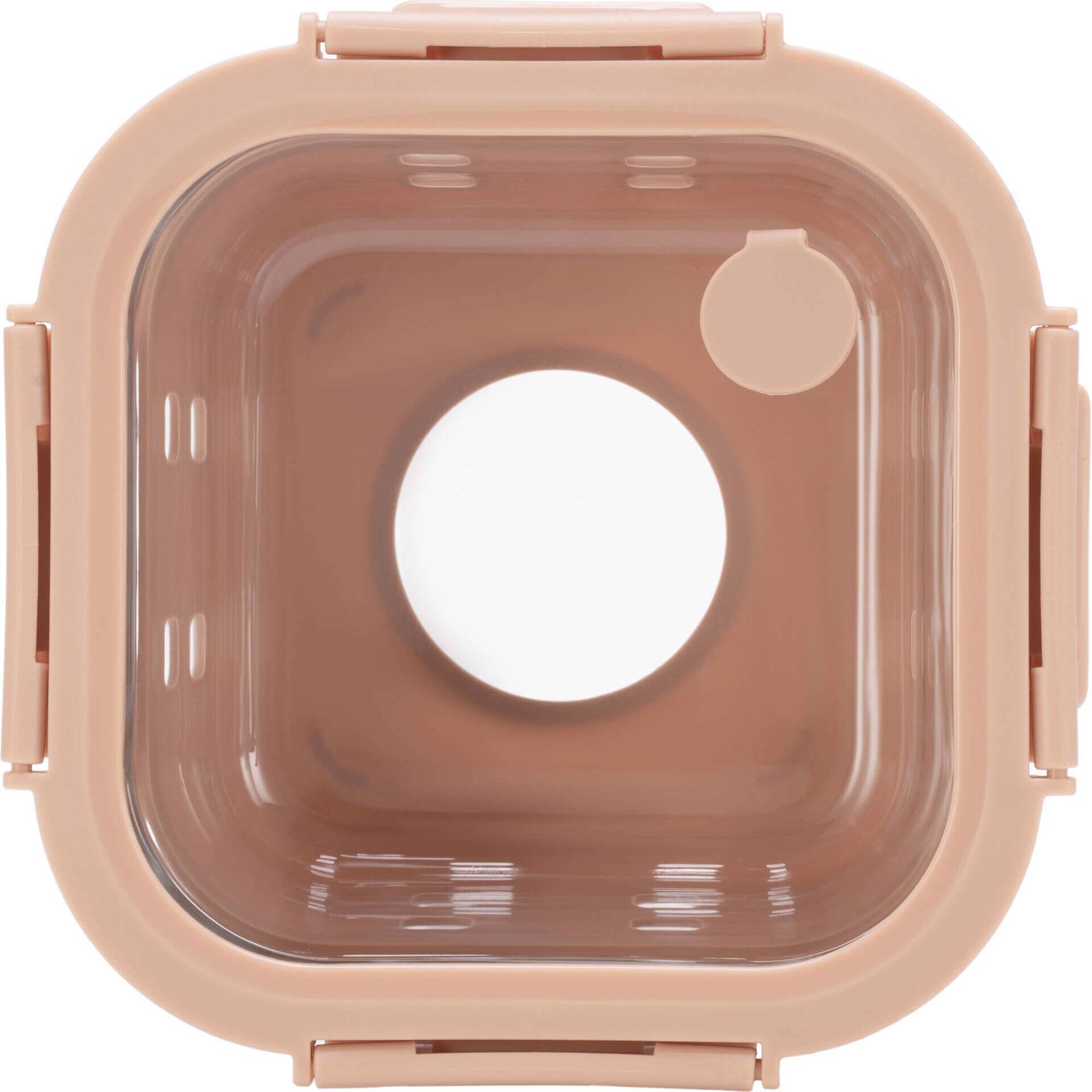 Caixa Herm&eacute;tica 520ml Vidro e Silicone Bege Kasa