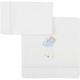 Conjunto Len&ccedil;&oacute;is Azul Urso Nuvem Happy Bear