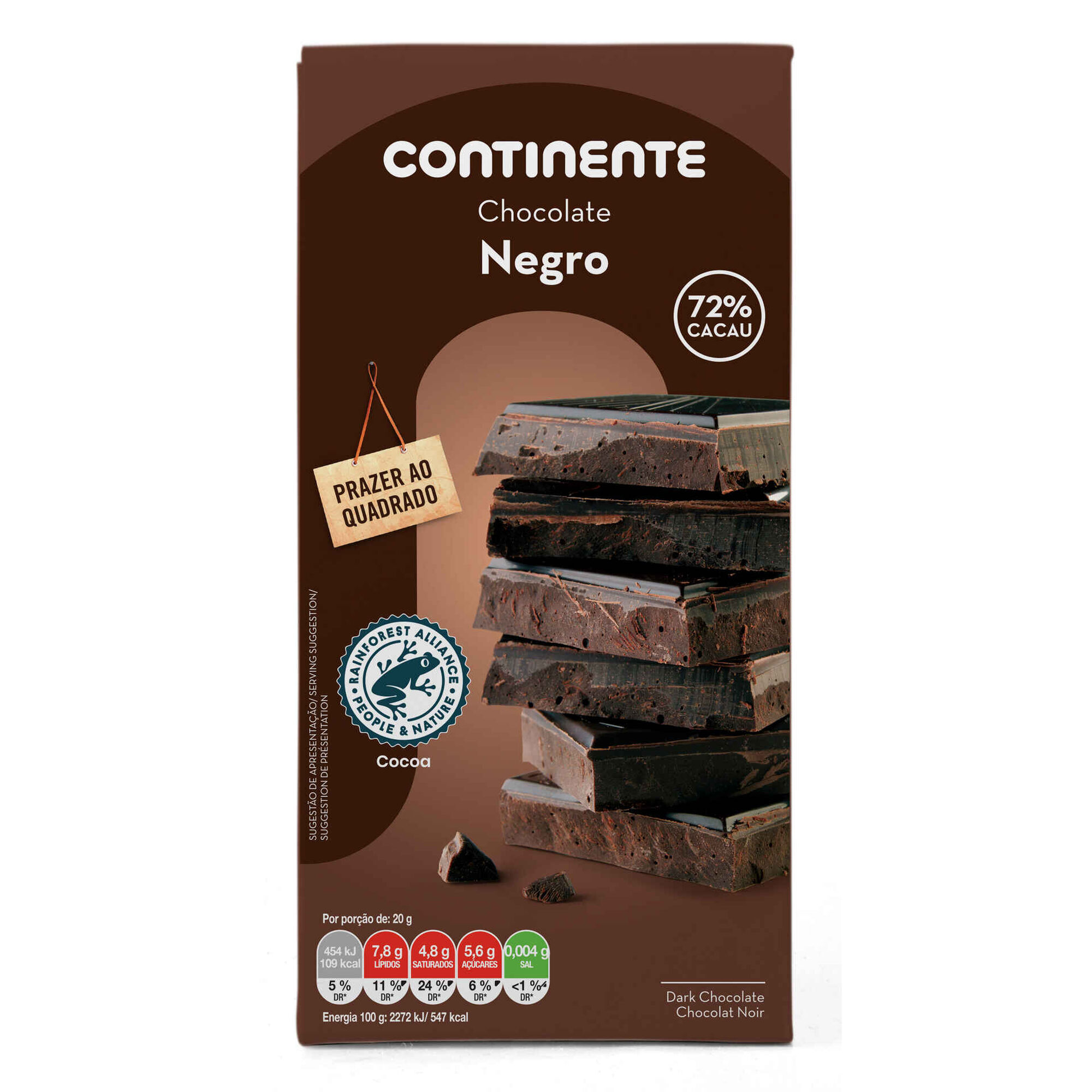 Tablete de Chocolate Negro 72% Cacau