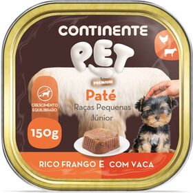 Comida H&uacute;mida para C&atilde;o J&uacute;nior Ra&ccedil;as Pequenas Frango e Vaca Continente Pet Premium