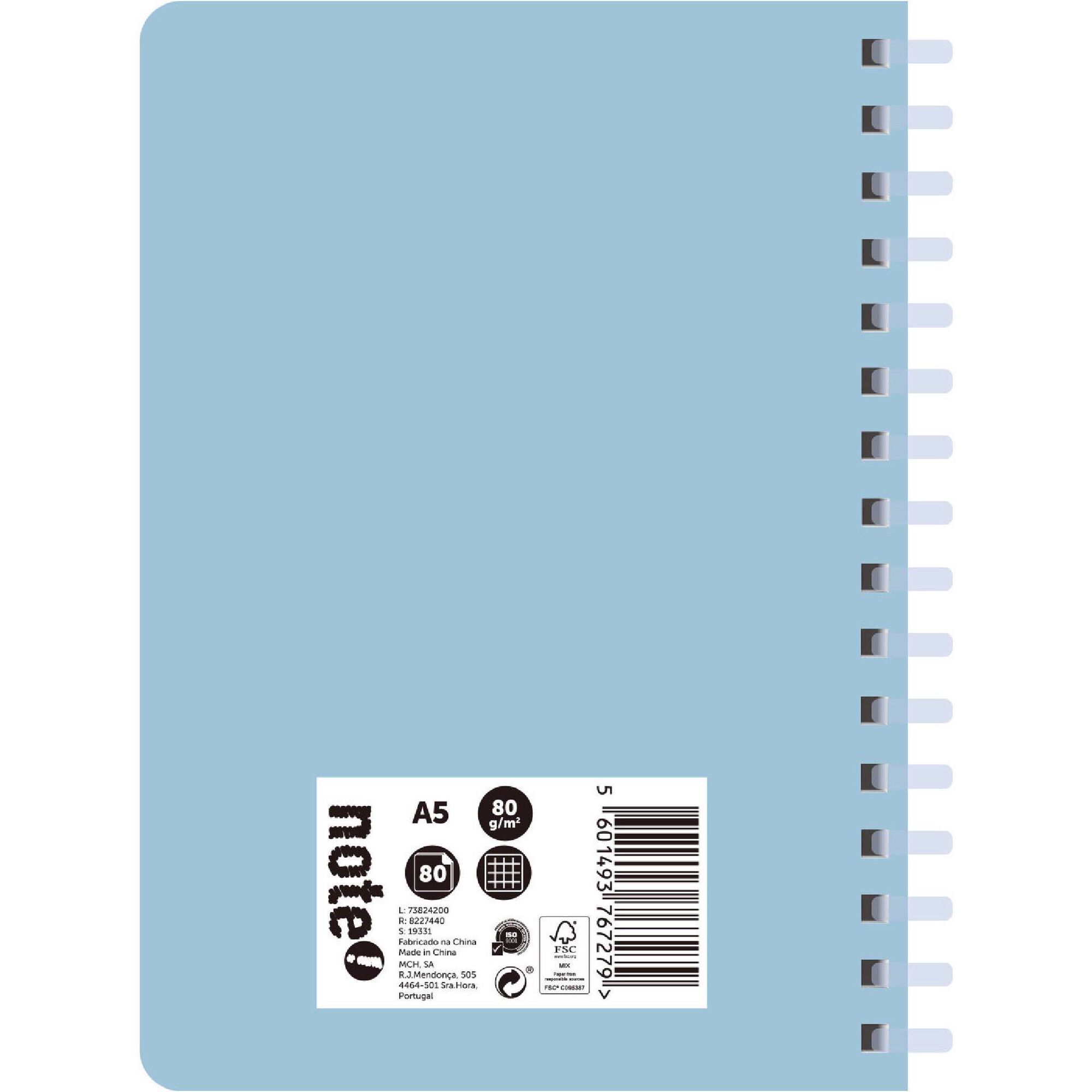 Caderno Espiral A5 Quadriculado Soft (várias cores)