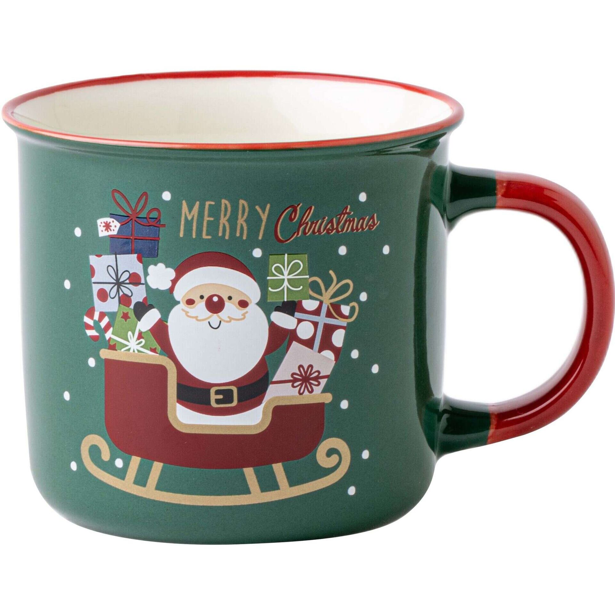 Caneca Vintage Verde Pai Natal Trenó