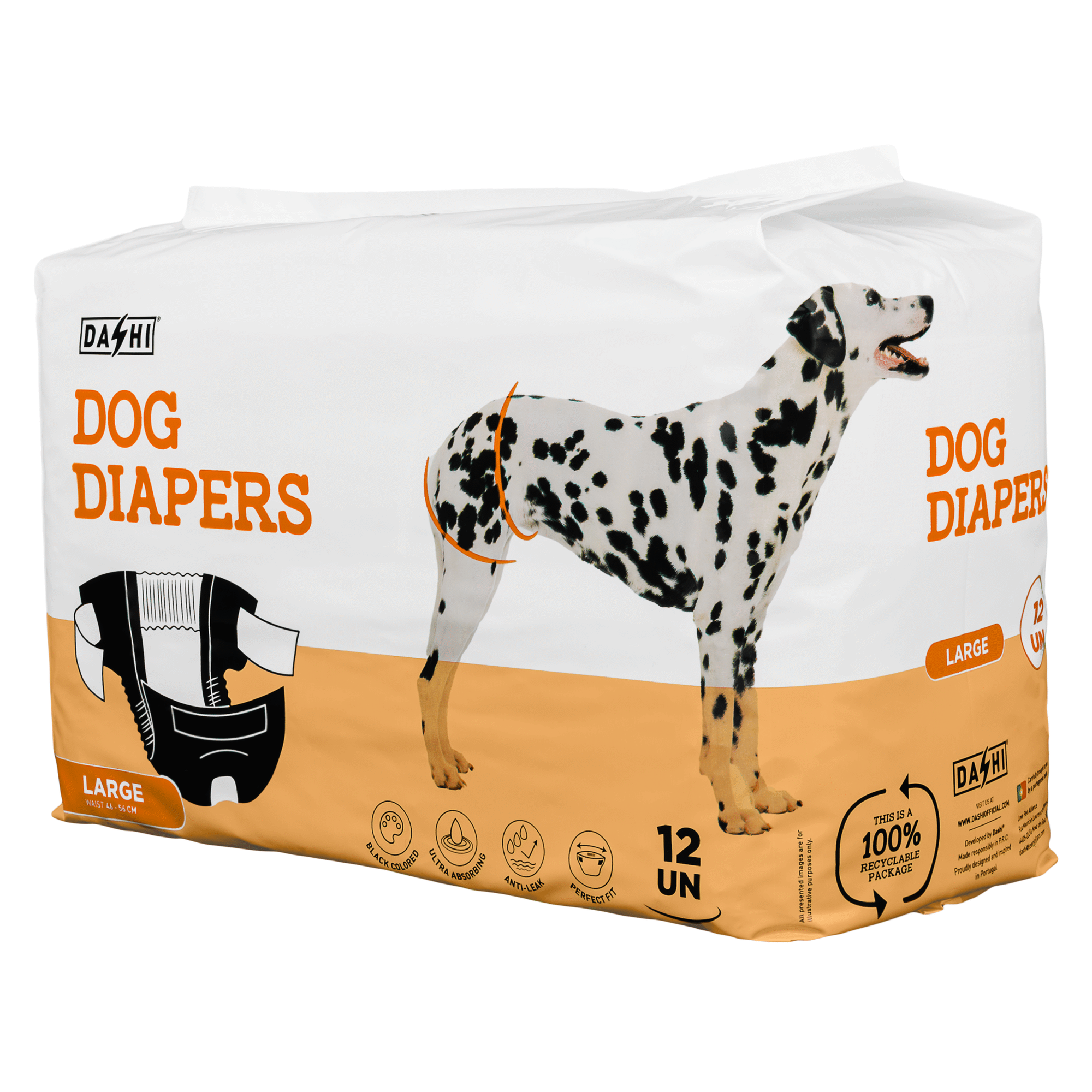 Fraldas Descart&aacute;veis para C&atilde;o L (46-56cm) Dashi