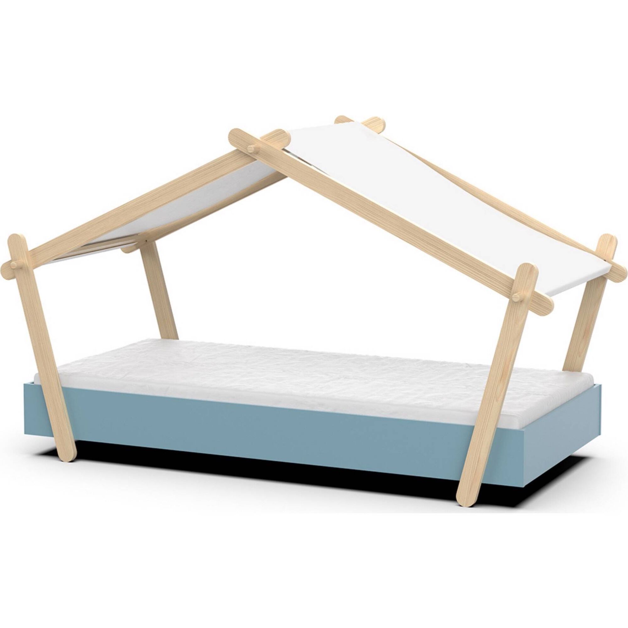 Cama Tenda 223,2x105,5x129,7cm Natural e Azul Lodge