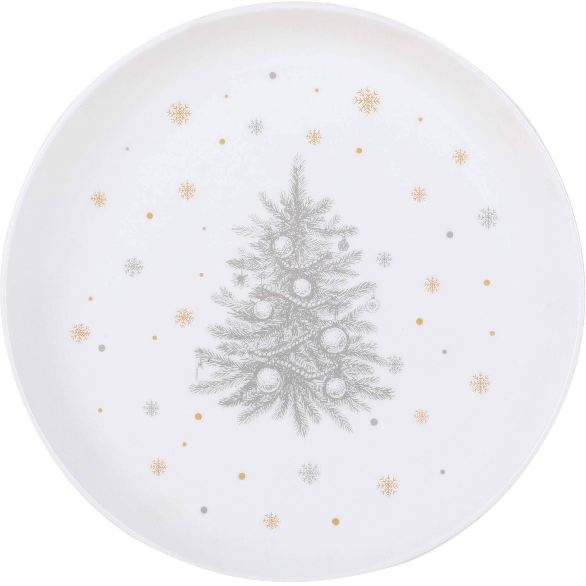 Prato Raso Árvore Cinza e Dourado