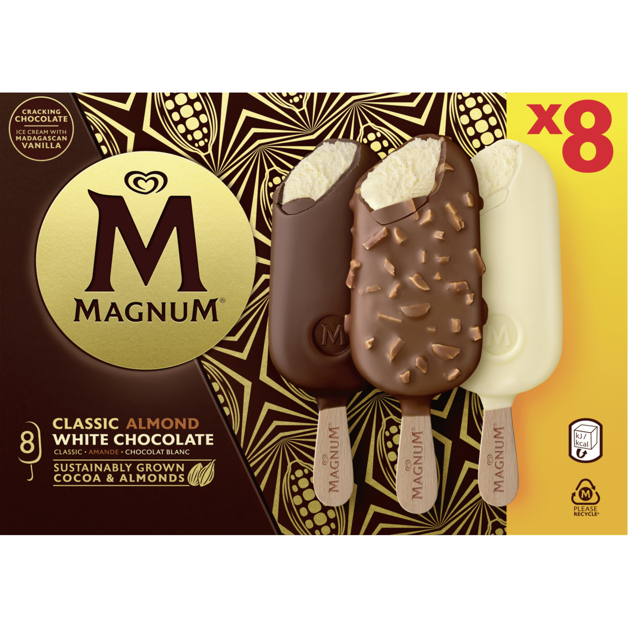 Gelado Chocolate Clássico, Amêndoa e Chocolate Branco
