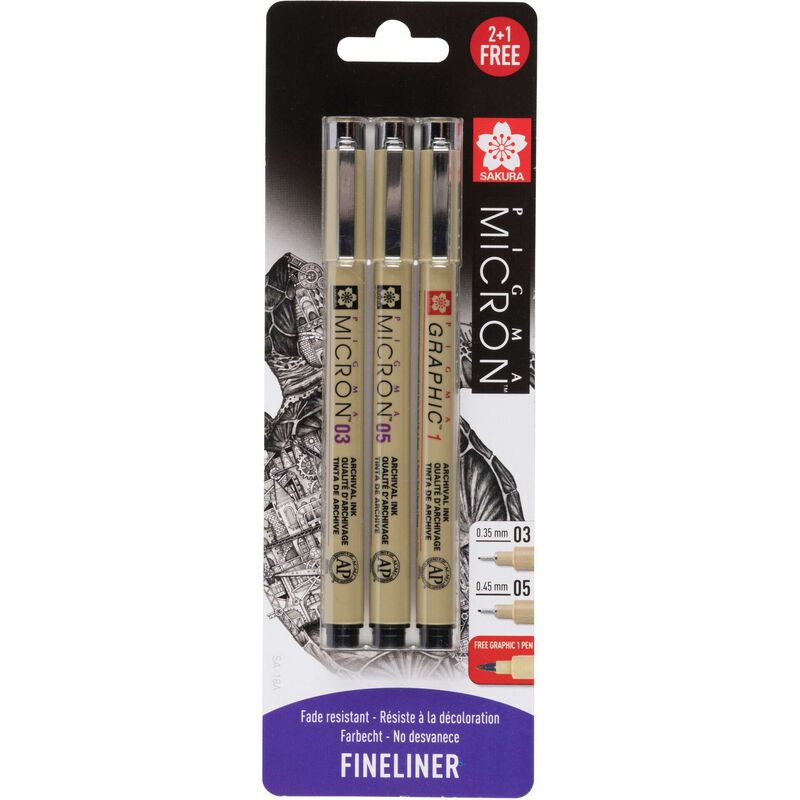 Marcadores Pigma Micron Ponta Fina e Ponta Pincel Sakura