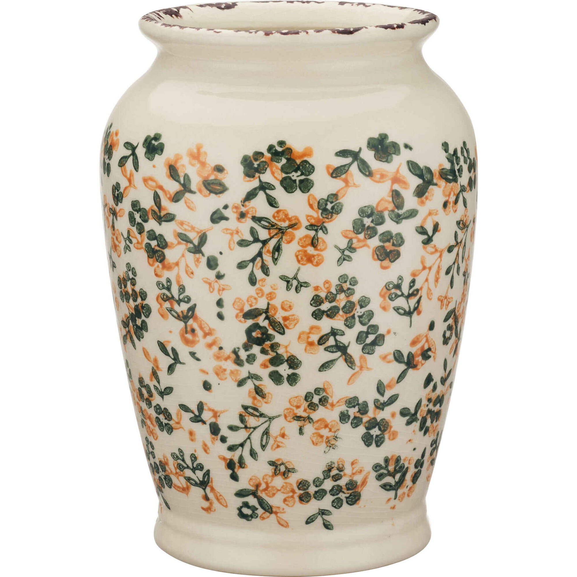 Jarra Flores com Rebordo Vintage 14,5x21cm Bege Kasa