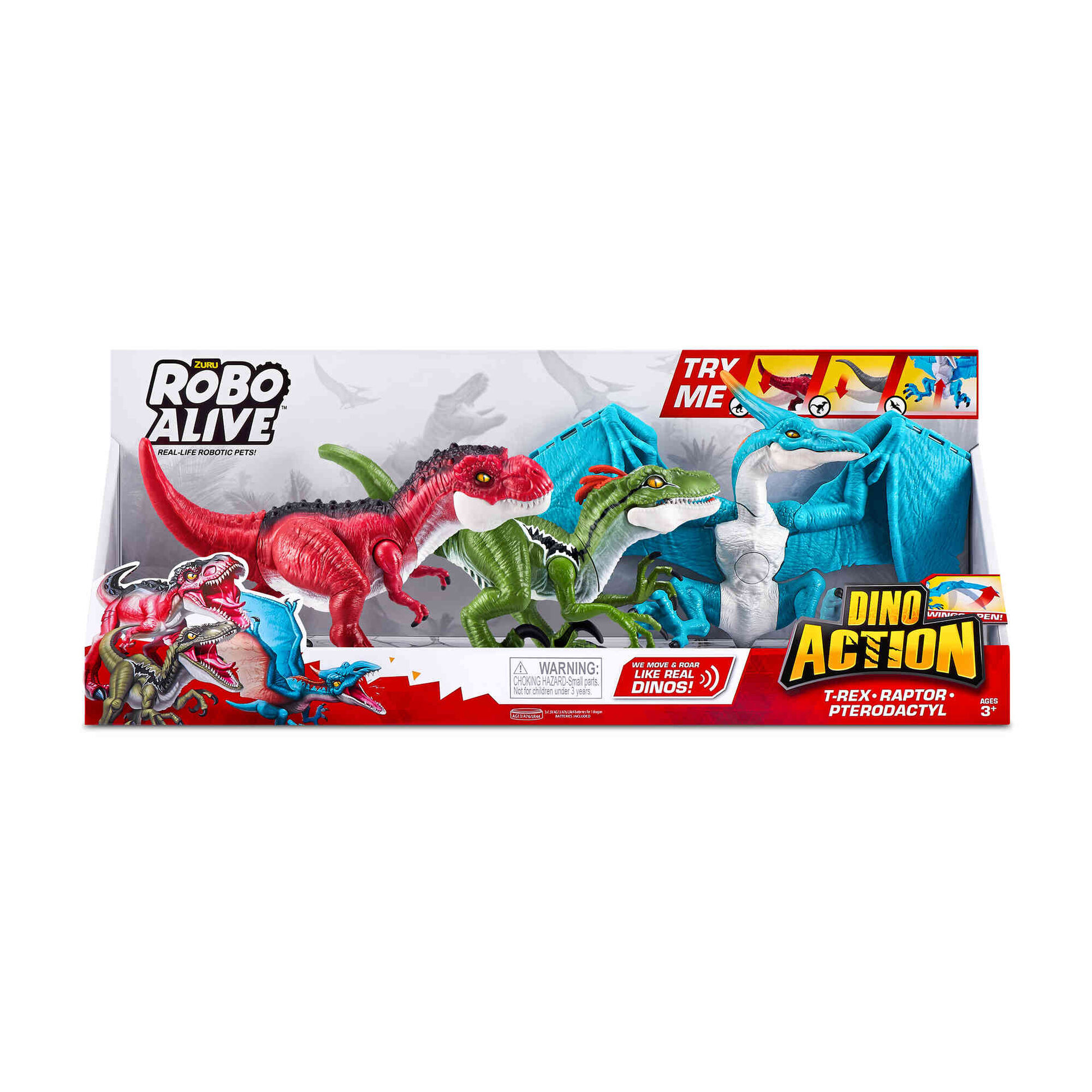 Dino Action - T-Rex, Raptor e Pteroodactyl