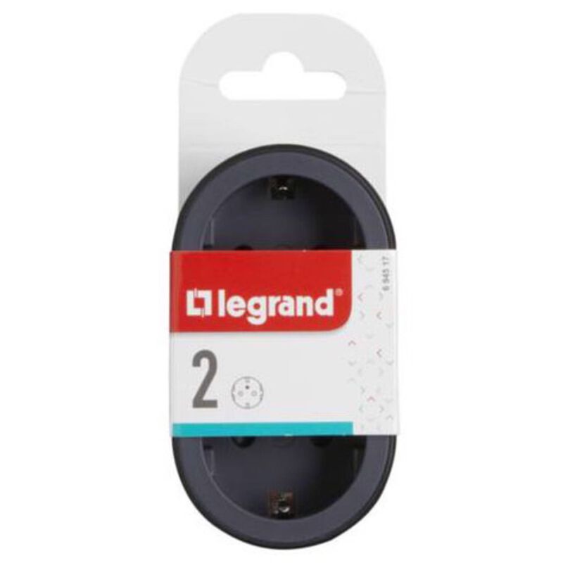 Ficha Dupla Frontal Preta Legrand