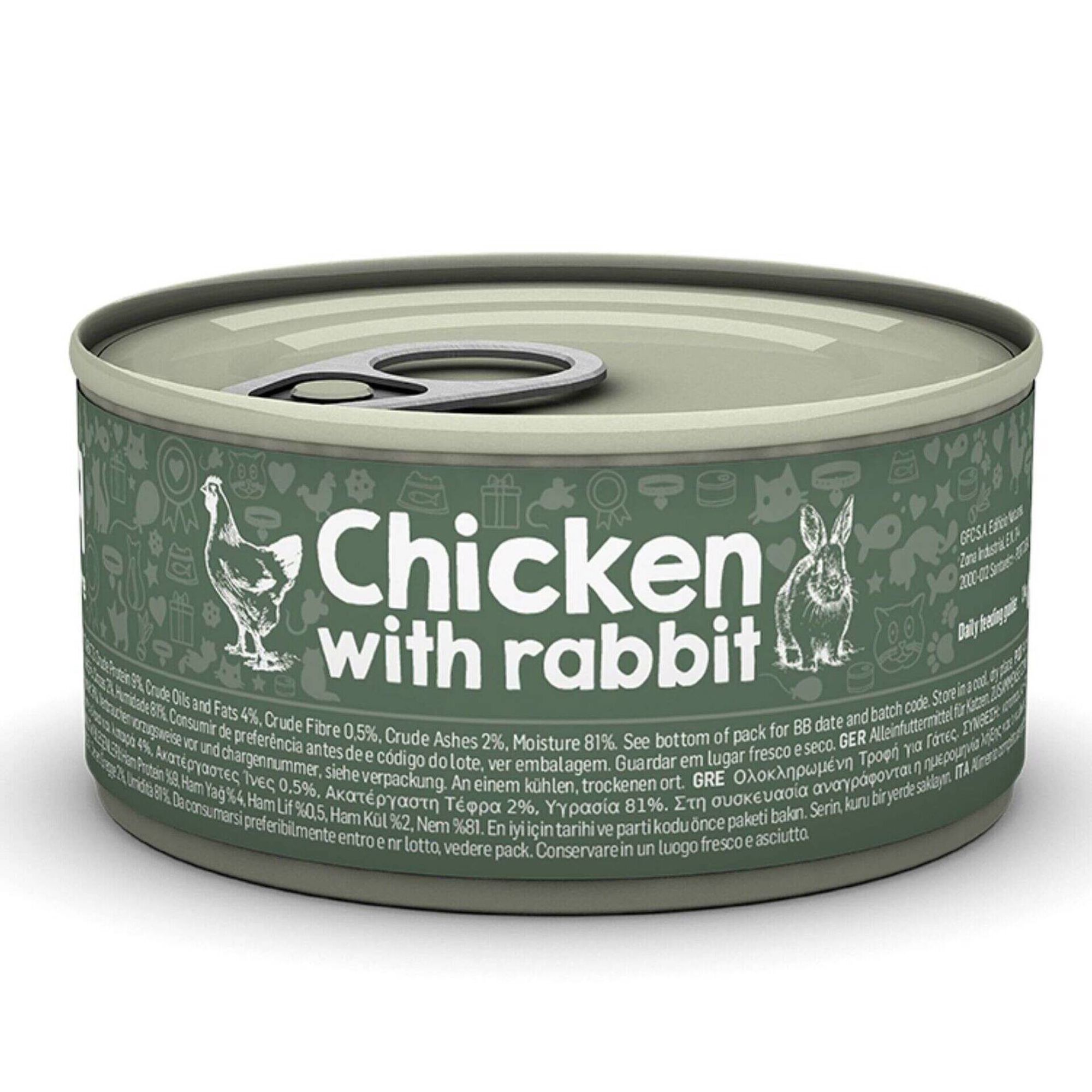 Comida Húmida para Gato Adulto Frango e Coelho Lata Comida Húmida para Gato Adulto Frango e Coelho Lata