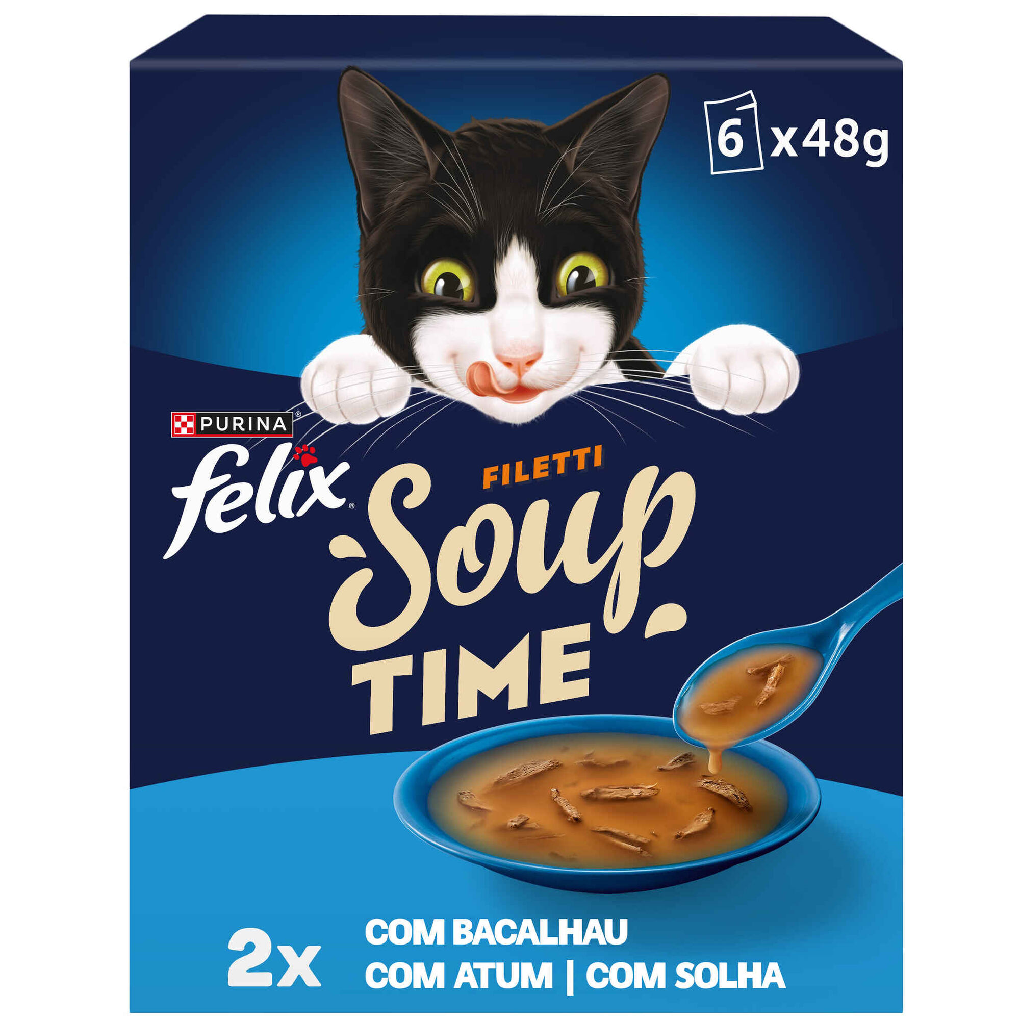 Comida H&uacute;mida para Gato Soup Filetti Sele&ccedil;&atilde;o Peixe Purina Felix